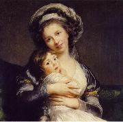 Elisabeth Louise Viegg-Le Brun Self portrait in a Turban with Julie, Sweden oil painting artist